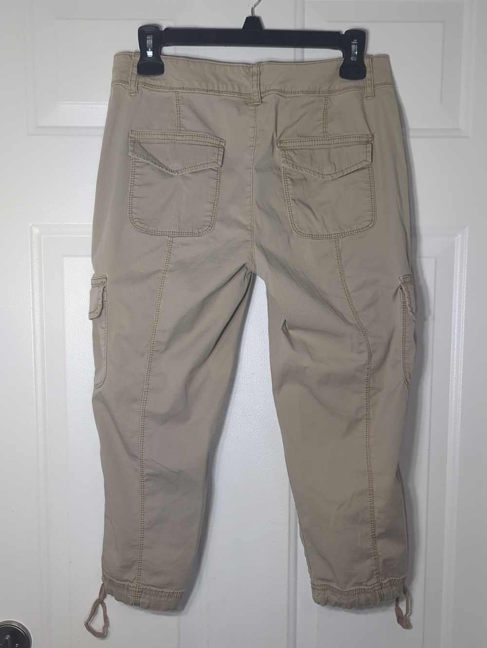 Time and Tru Utility Cargo Capri Pants Size 4 Khaki Cropped